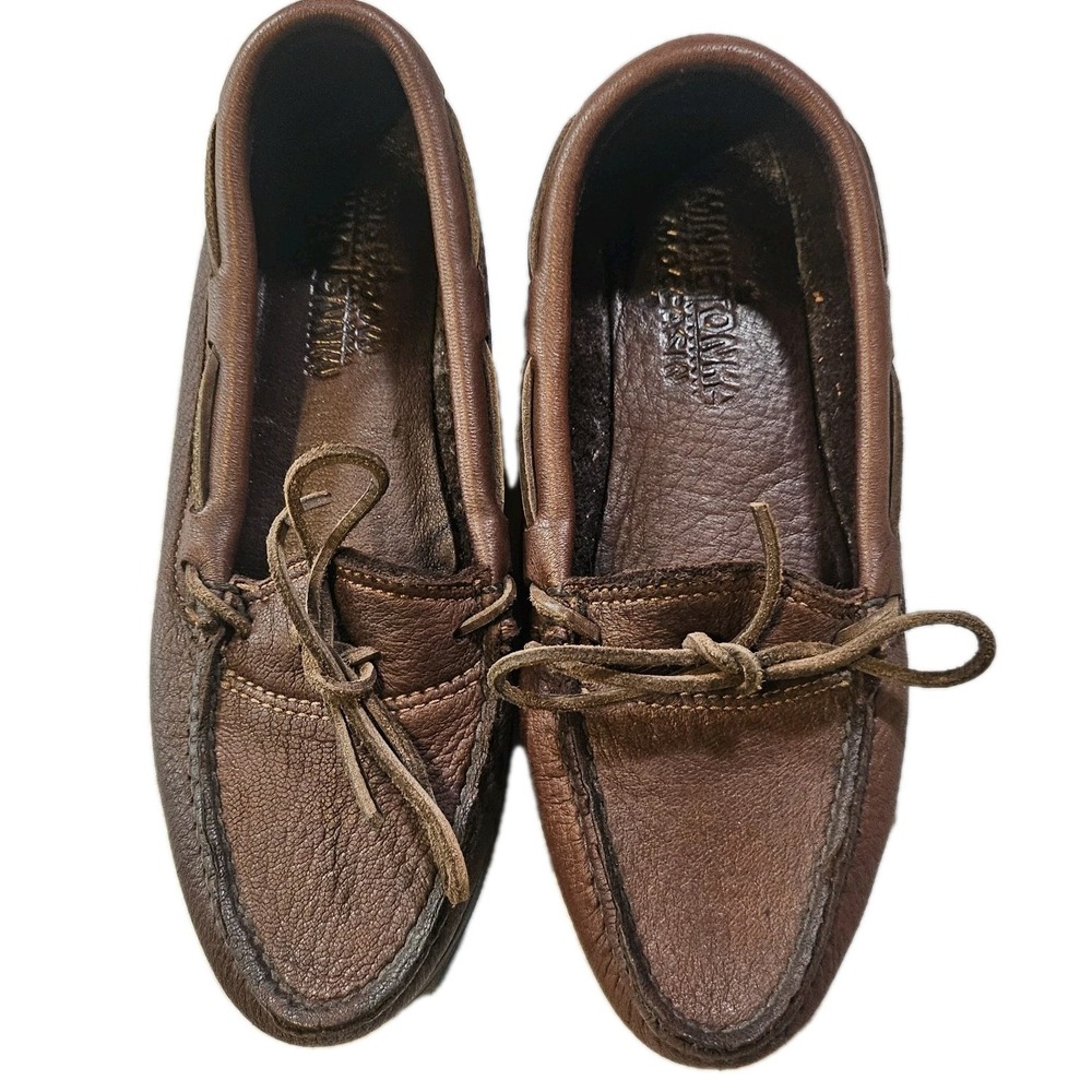 Minnetonka Moccasin Thick Soft Dark Brown Leather Casual Comfort Women's Sz 6.5
